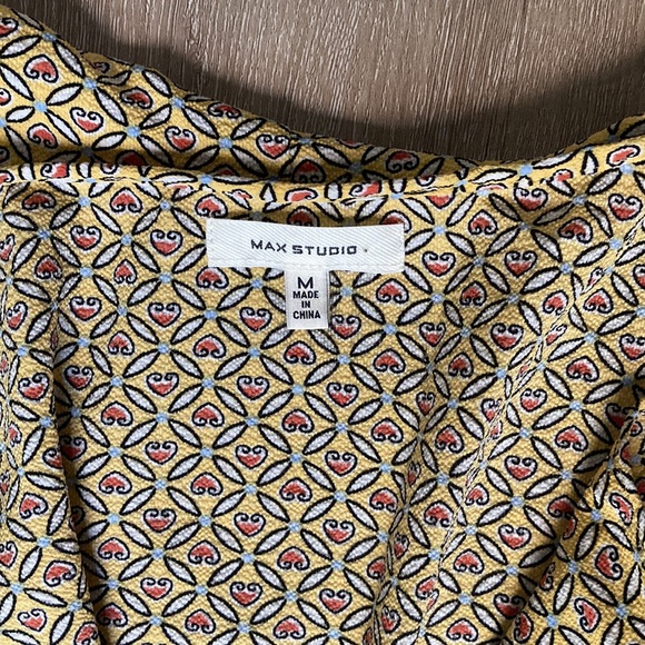 Max studio patterned yellow ruffle wrap dress - Picture 2 of 5